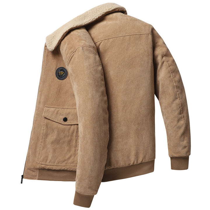 Men's cord bomber jacket with teddy collar, warming thermo lining and flap pockets Mune Fashion
