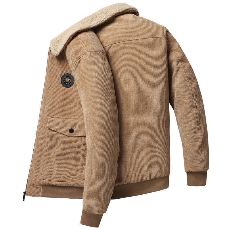 Men's cord jacket with sherpa collar, padded lining and zipper Mune Fashion