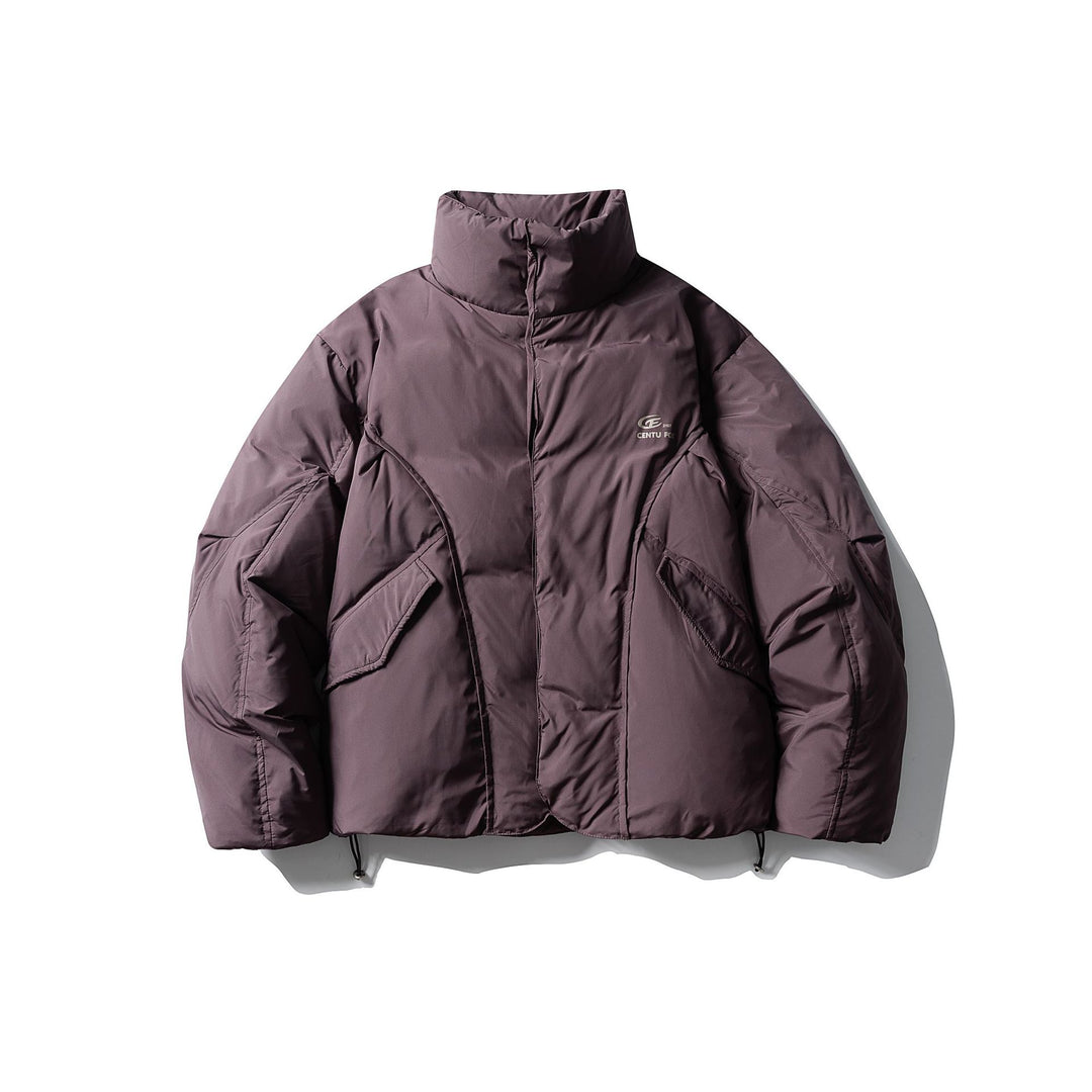 Men's Short Boxy Insulation Jacket with High Standing Collar and Large Flap Pockets Mune Fashion