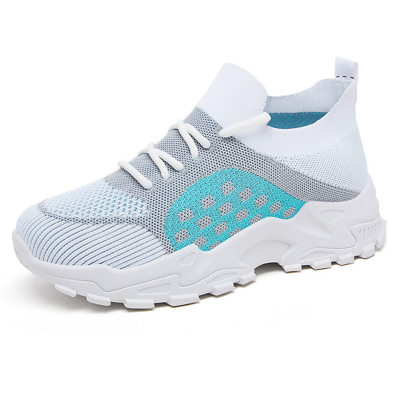 Women’s lightweight knit chunky sneakers with sock-like shaft, padded heel support, and grippy trail outsole Mune Fashion
