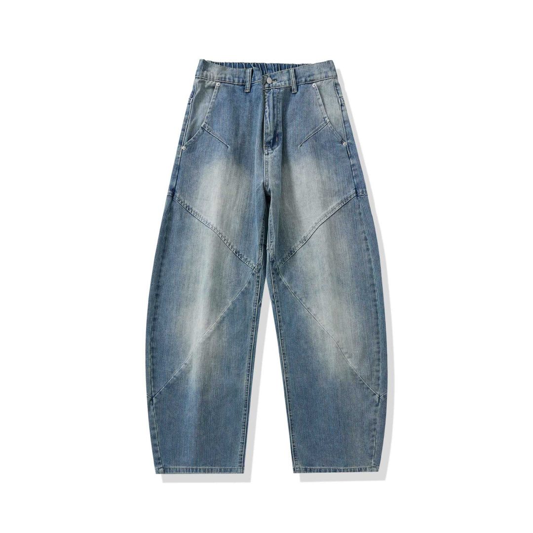 Women's High-Waisted Relaxed-Fit Jeans with Decorative Seams and Generous Pockets Mune Fashion