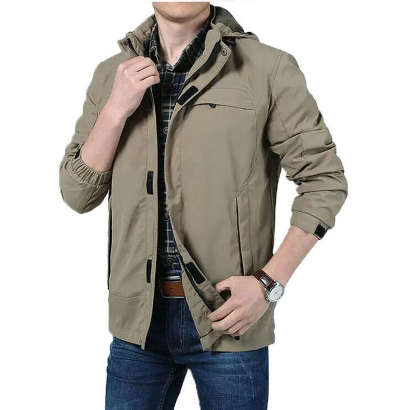 Men's Lightweight Utility Field Jacket with Hood, Zipper, and Multifunction Pockets Mune Fashion