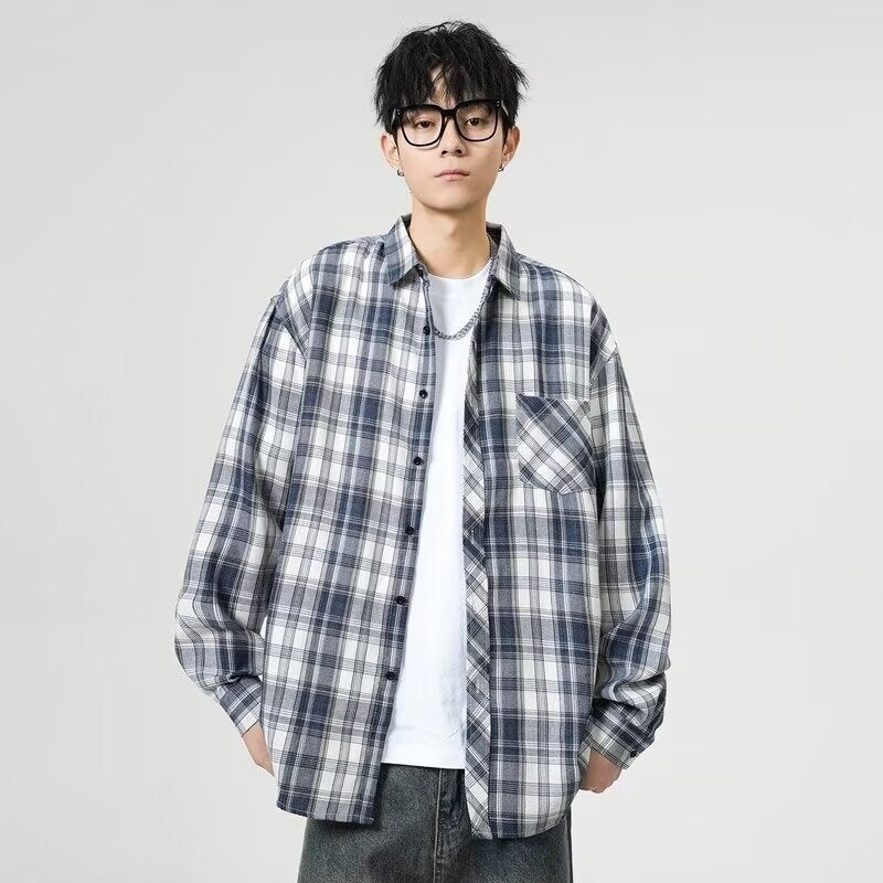 Men's Casual Checkered Blouse Mune Fashion