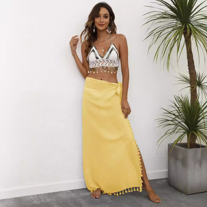 Ladies airy maxi skirt with playful fringes Mune Fashion