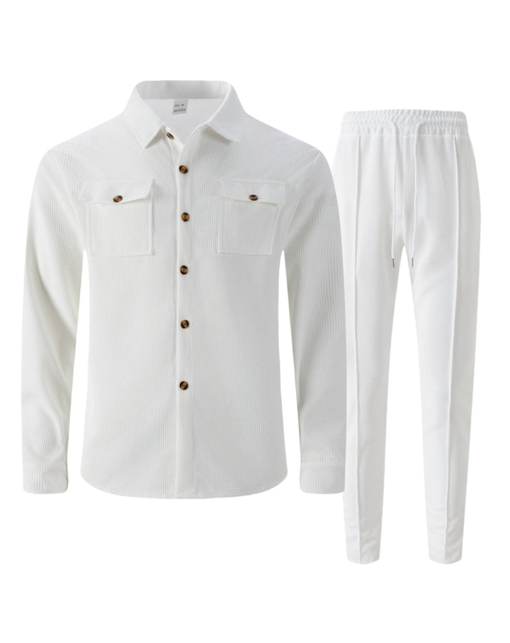 Men's Leisure Suit with Modern Check Pattern Mune