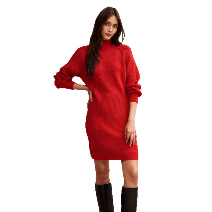 Women's knit dress with roll neck and raglan sleeves Mune Fashion