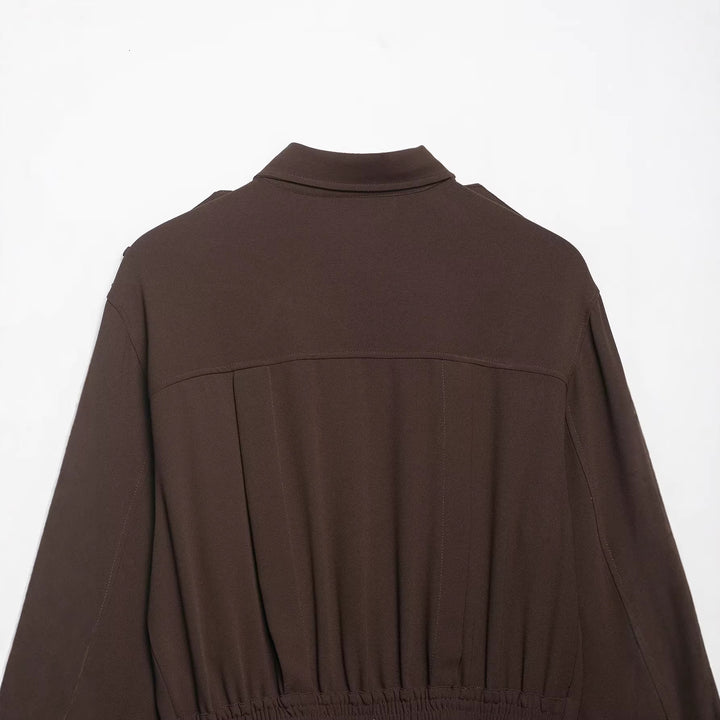 Women Cropped Blouse with Decorative Epaulettes and Tailored Corset Look Mune Fashion