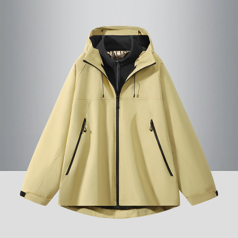 Men's Two-Tone Softshell Hybrid Jacket with Hood, Extended Back and Water-Resistant Zippers Mune Fashion