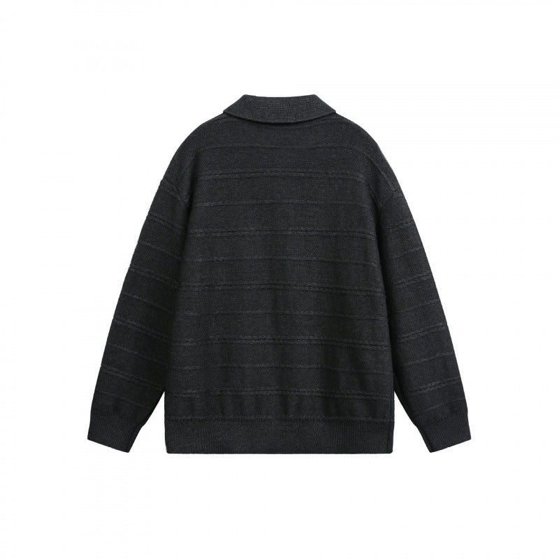 Unisex Lightweight Boxy Polo Knit Sweater with Half Button Placket and Shirt Collar Mune Fashion