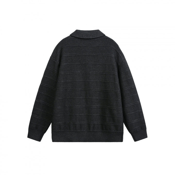 Unisex Lightweight Boxy Polo Knit Sweater with Half Button Placket and Shirt Collar Mune Fashion