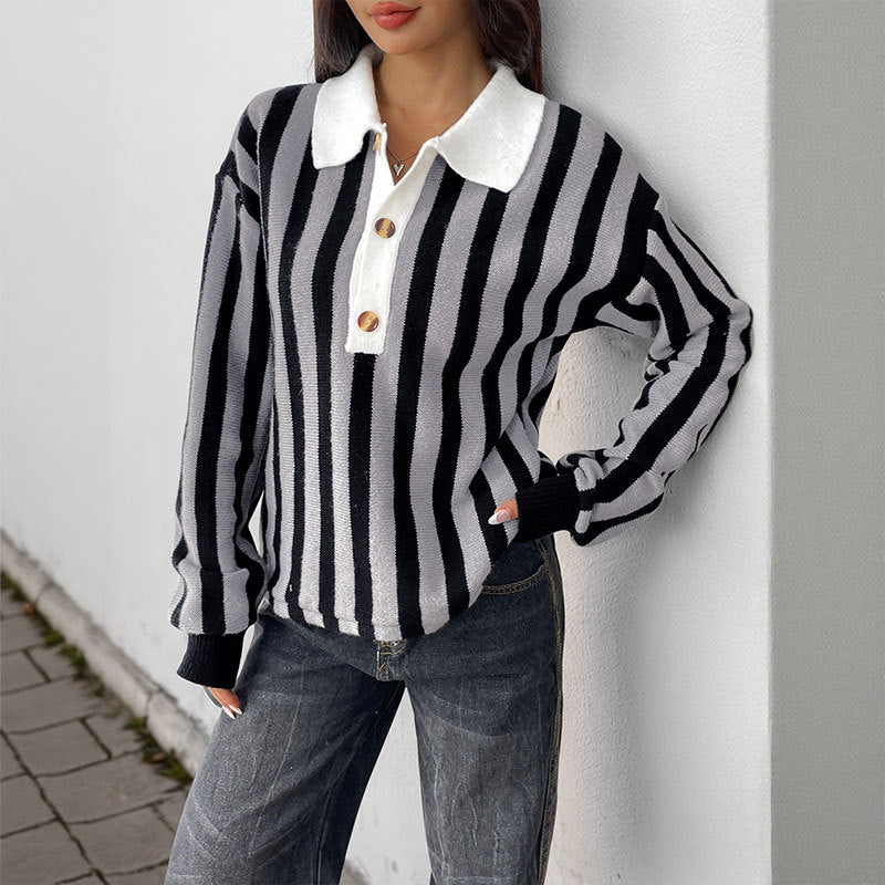 Women’s Sporty Polo Shirt with Stripes Mune Fashion