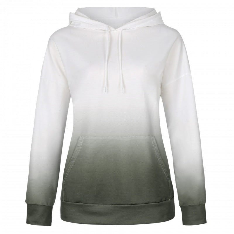 Women Oversized Hoodie with Dip-Dye Gradient and Kangaroo Pocket Mune Fashion