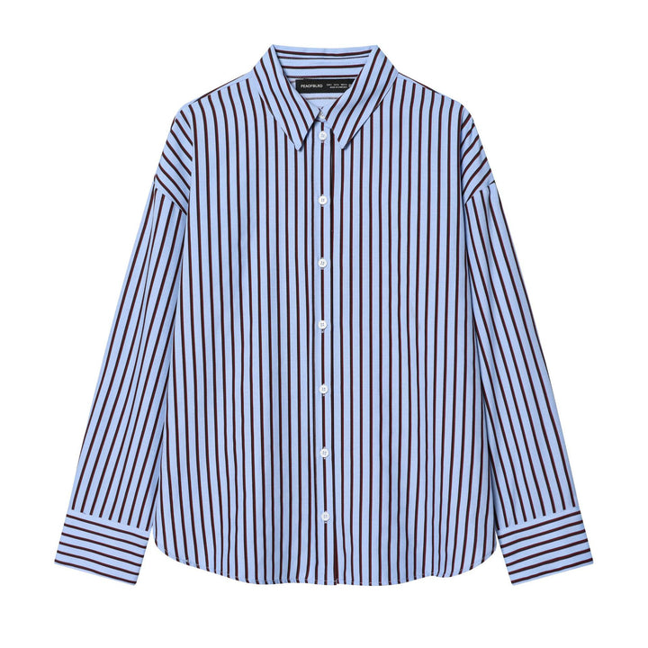 Women oversized shirt blouse with dropped shoulder, continuous button placket and wide cuff Mune Fashion