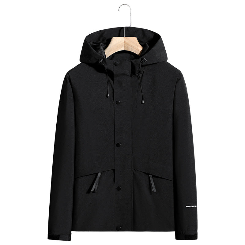 Men's Lightweight Water-Repellent Hooded Softshell Jacket with Concealed Press Stud Placket and Drawstring Mune Fashion