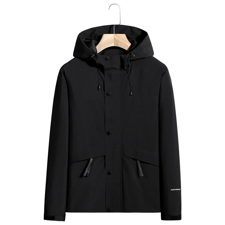 Men's Lightweight Water-Repellent Hooded Softshell Jacket with Concealed Press Stud Placket and Drawstring Mune Fashion