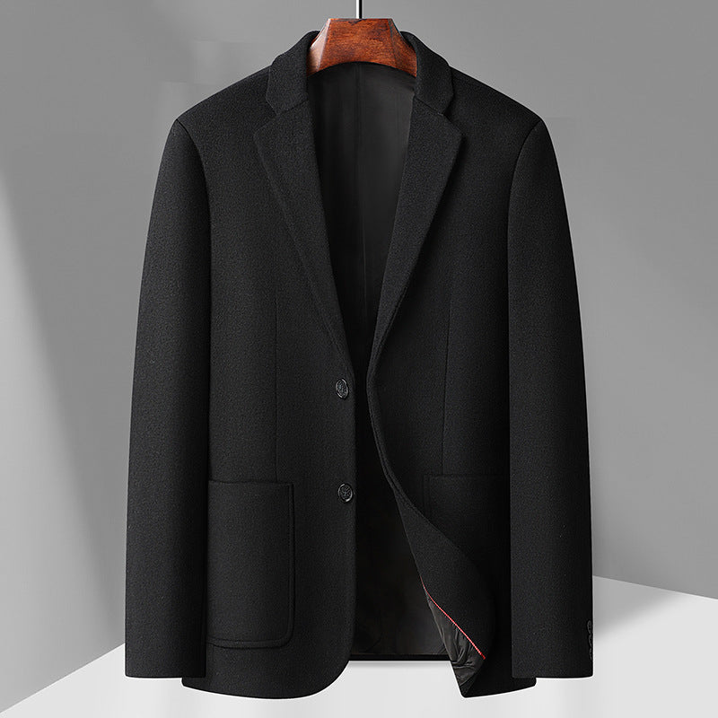 Men's Single-Breasted Wool Blend Jacket with Patch Pockets and Light Thermal Lining Mune Fashion