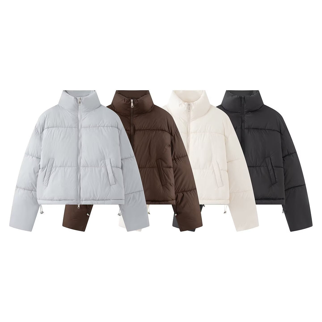 Women short-cut quilted jacket with high stand-up collar Mune Fashion