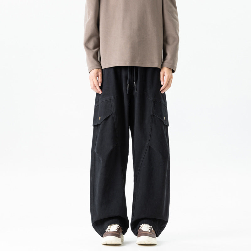 Men's loose Utility Cargo Pants with drawstring waistband and large flap pockets Drune