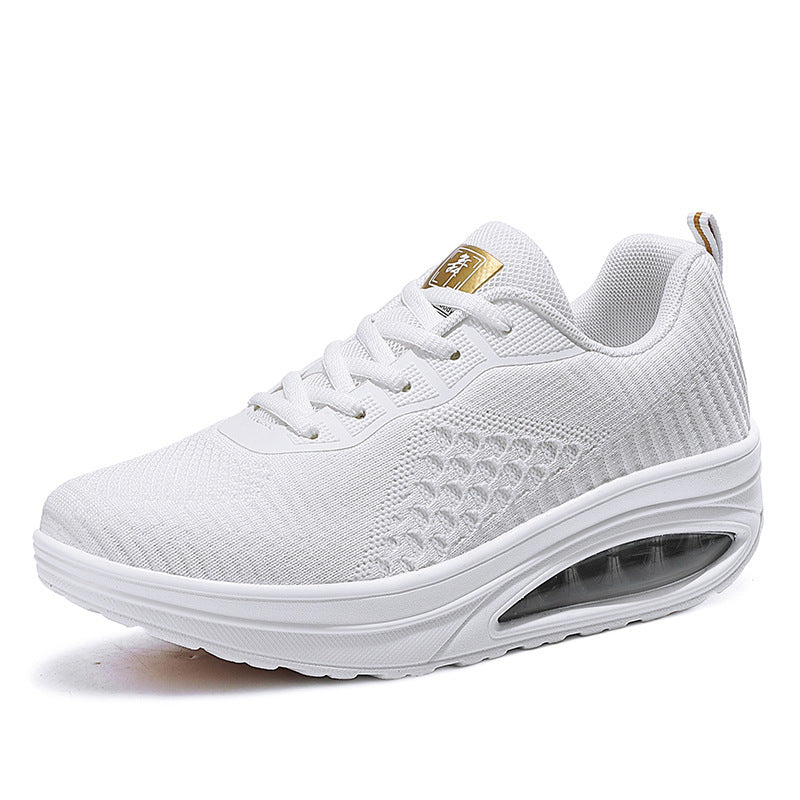 Women's wedge walking shoe with visible air cushioning, breathable knitted upper material and non-slip outsole Mune Fashion
