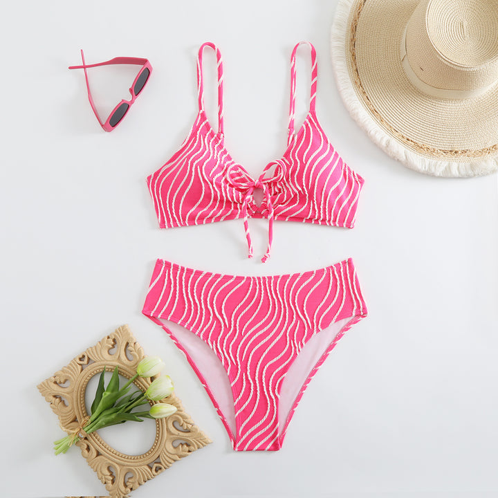 Ladies Two-Piece Bikini with Playful Wave Pattern Mune Fashion