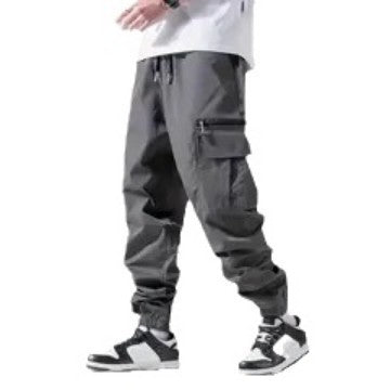 Men's Utility Cargo Jogging Pants with Drawstring, Ankle Cuffs & Zipper Leg Pocket Mune Fashion