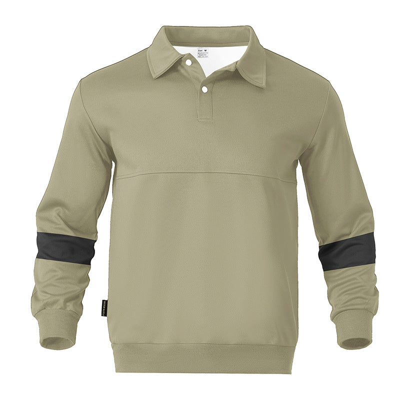 Men's Relaxed Polo Sweatshirt with Snap Button Placket and Contrast Arm Details Mune Fashion