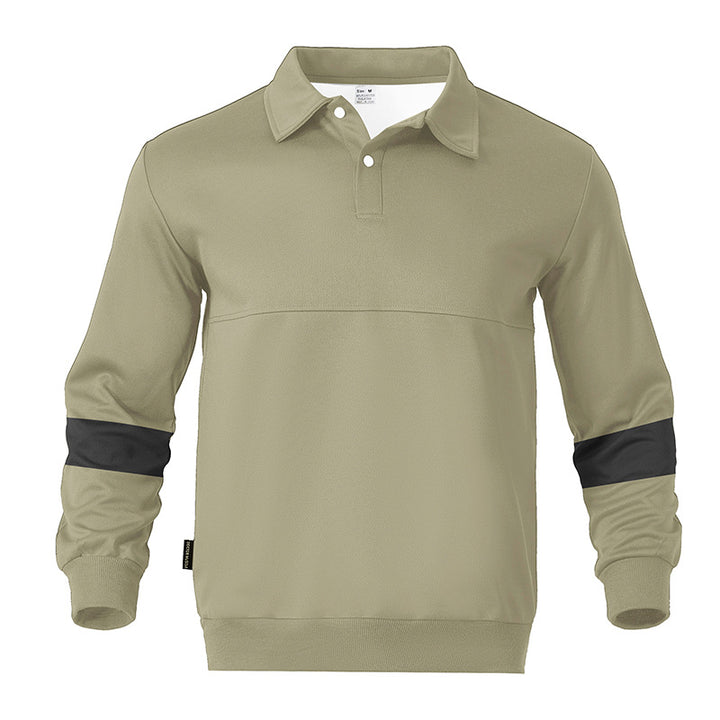 Men's Relaxed Polo Sweatshirt with Snap Button Placket and Contrast Arm Details Mune Fashion