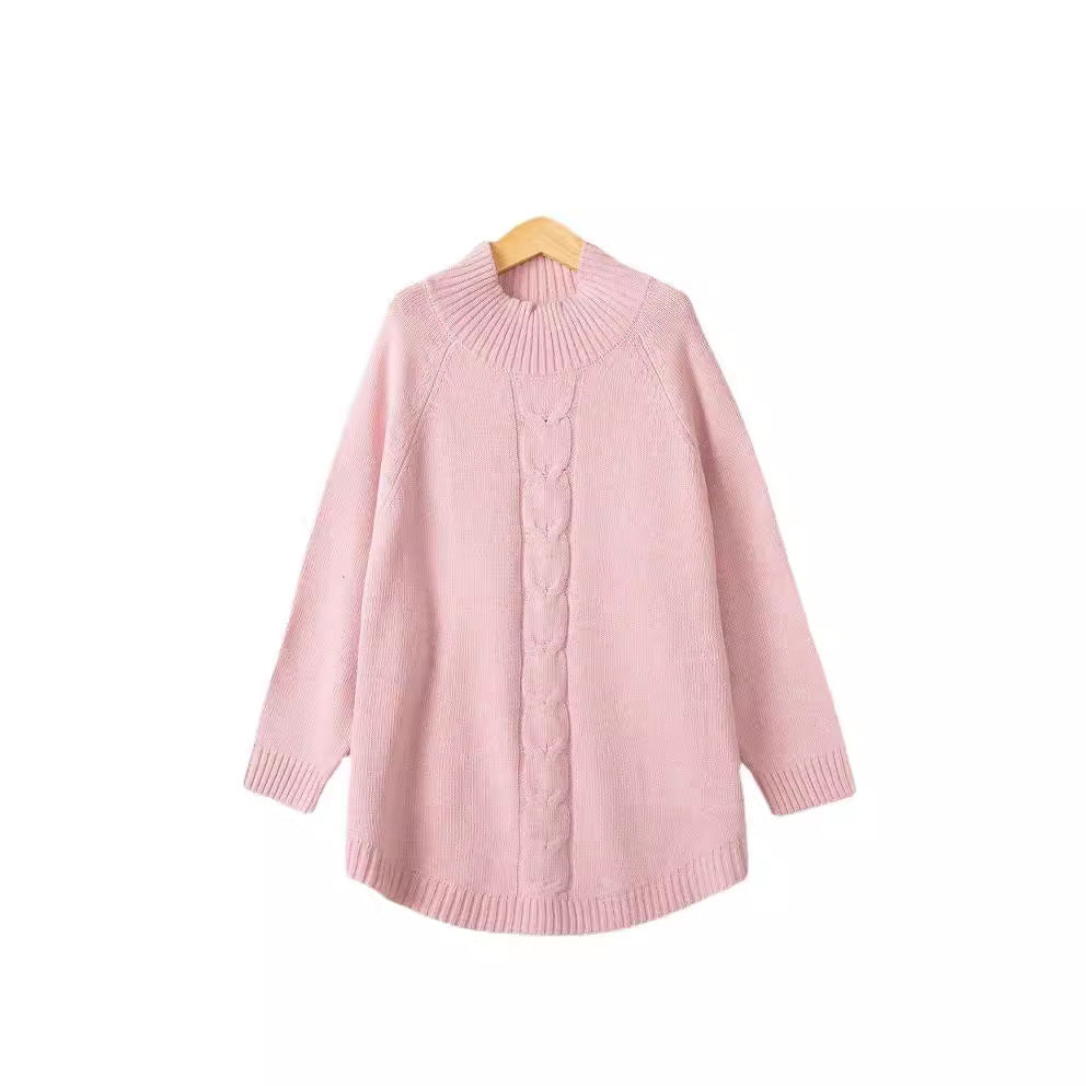 Women’s turtleneck sweater with cable pattern and raglan sleeves Mune Fashion
