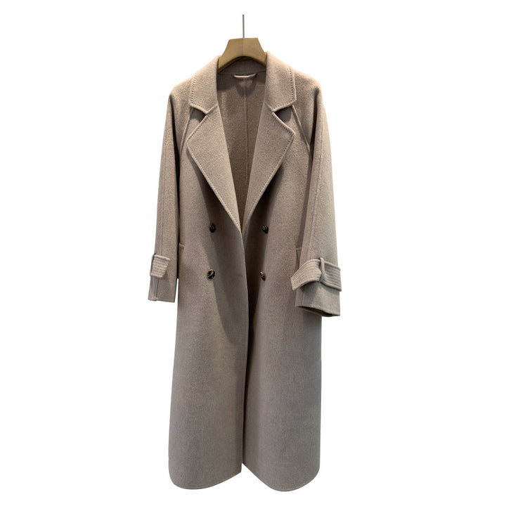 Women Double-Breasted Classic Wool Coat Mune Fashion