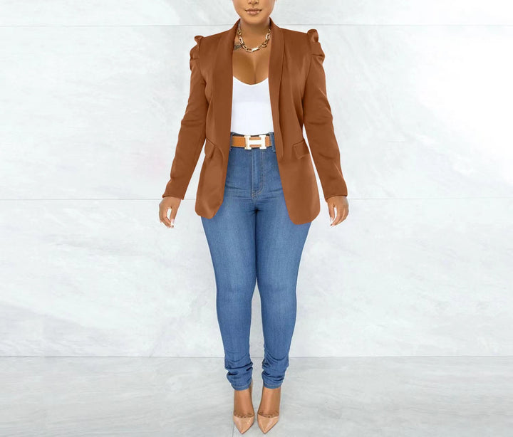 Women's tailored blazer with structured shoulder details and open lapel Mune Fashion