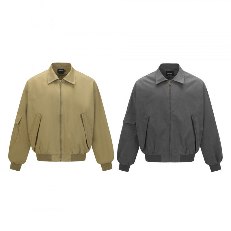 Unisex Oversize Bomber Jacket in Utility Style with Zipper, Flap Pockets and Ribbed Hem Mune Fashion