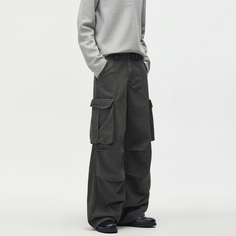 Men's baggy cargo pants with extra wide legs, deep crotch and large flap pockets Mune Fashion