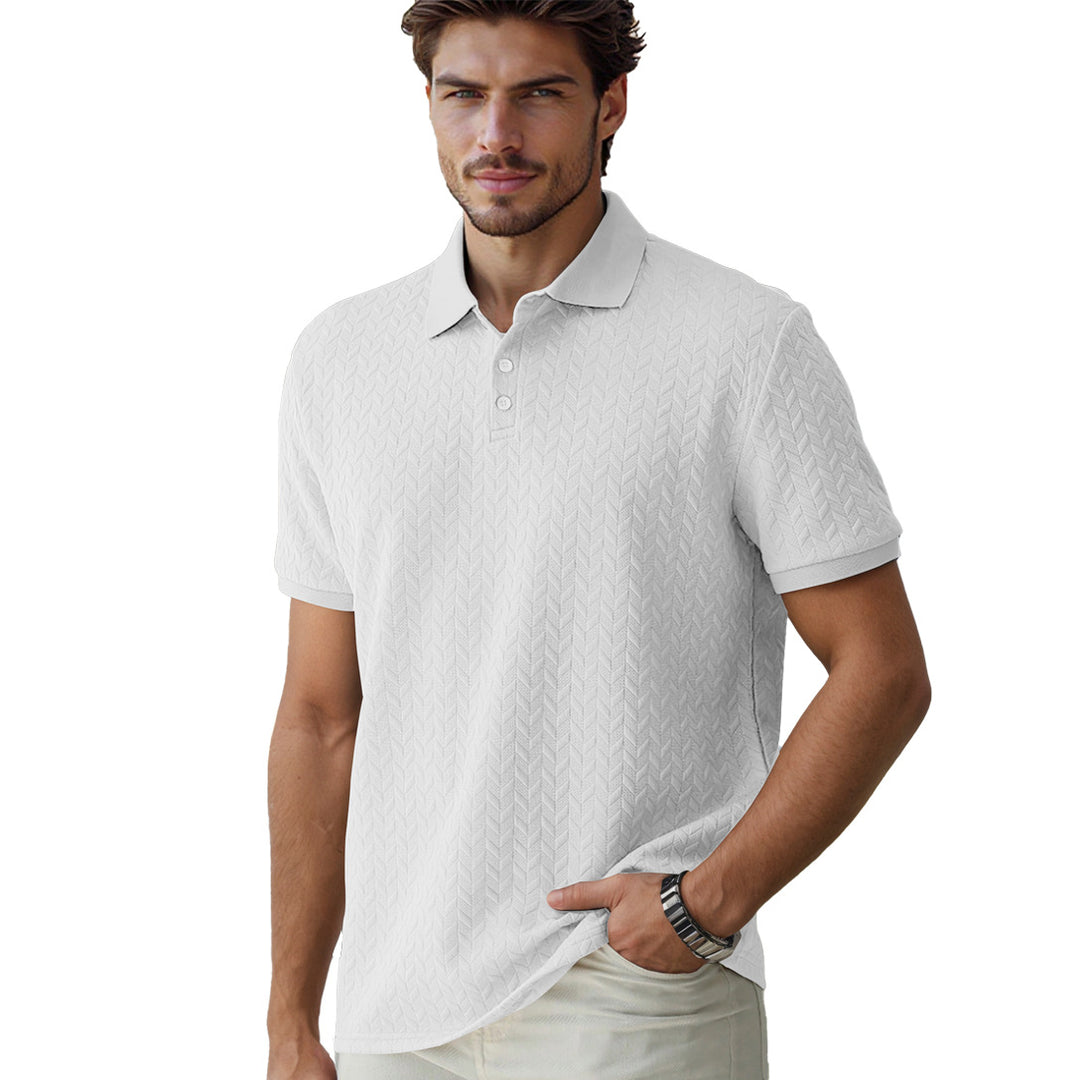 Men's finely woven polo shirt with chevron relief structure and short button placket Mune Fashion