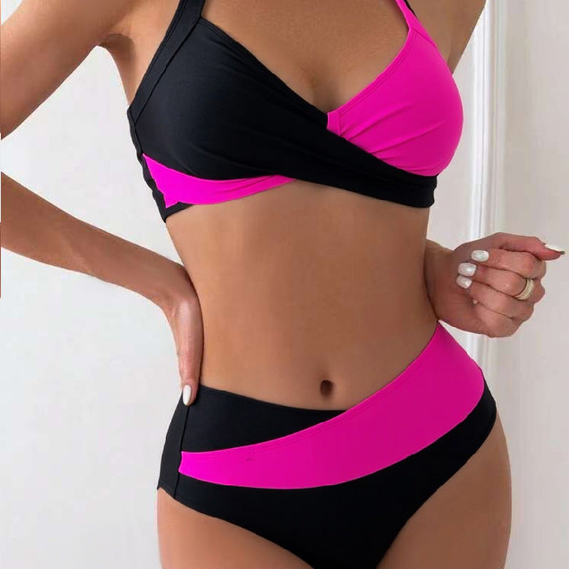 Women's Stylish Bikini with Asymmetrical Cut and Contrast Details Mune Fashion