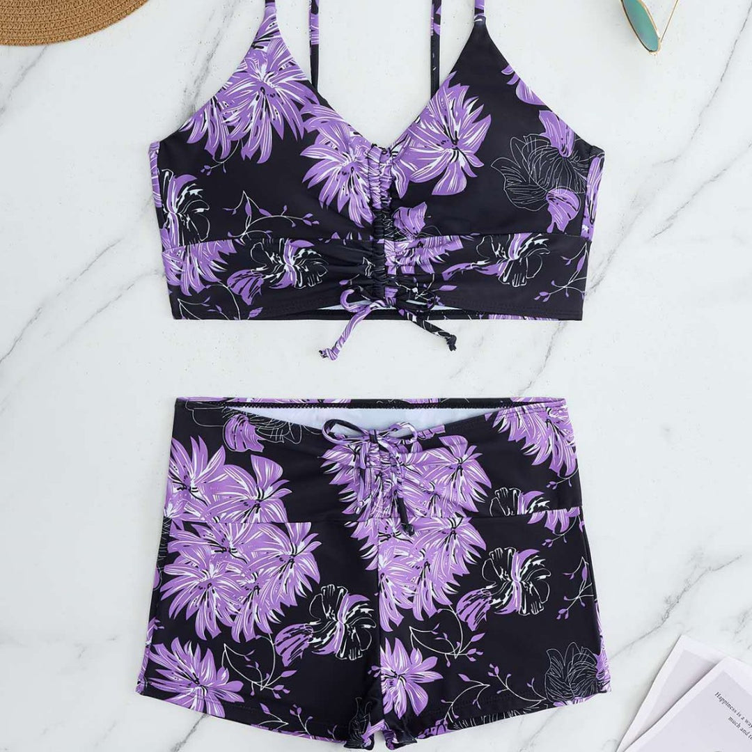 Women's bikini with floral ruffle design and adjustable straps Mune Fashion