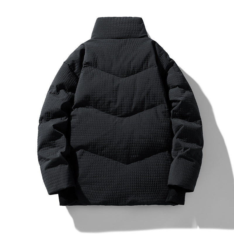 Herren gesteppte wendbare Winterjacke mit Stehkragen und Hahnentrittmuster-Futter Mune Fashion