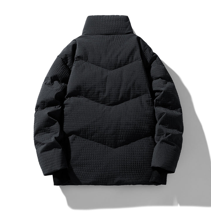 Herren gesteppte wendbare Winterjacke mit Stehkragen und Hahnentrittmuster-Futter Mune Fashion