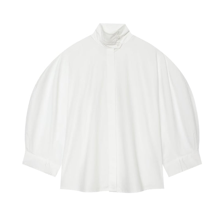 Women's Oversize Blouse with Stand-Up Collar and Kimono Sleeves Mune Fashion