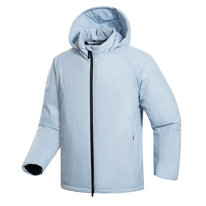 Men's Lightweight All-Weather Insulation Jacket with Hood, Windproof Shell & Concealed Zipper Mune Fashion