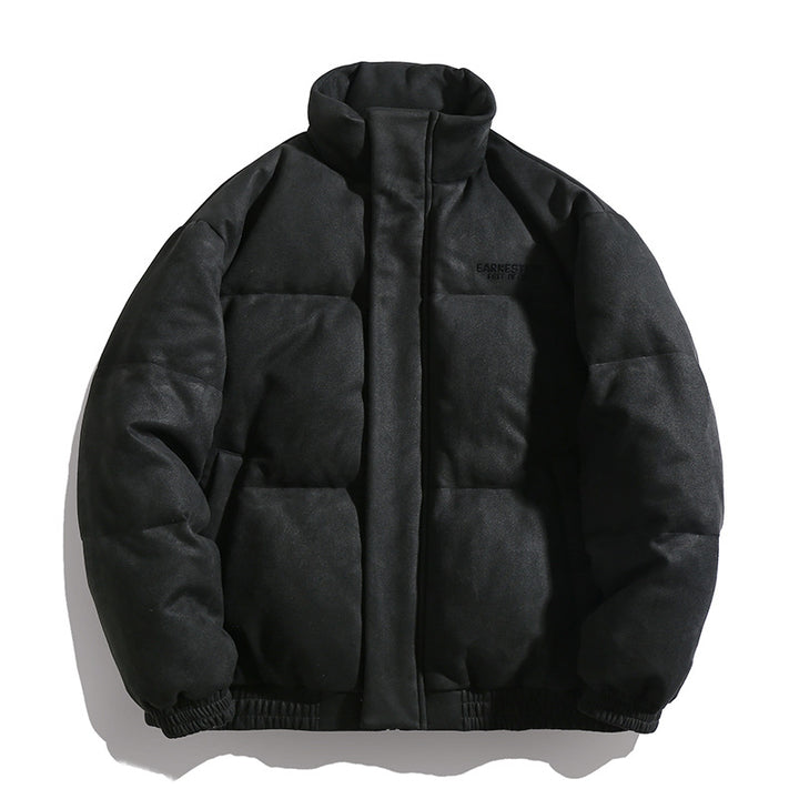 Men's Padded Oversized Quilted Jacket with Stand Collar and Velour Finish Mune Fashion
