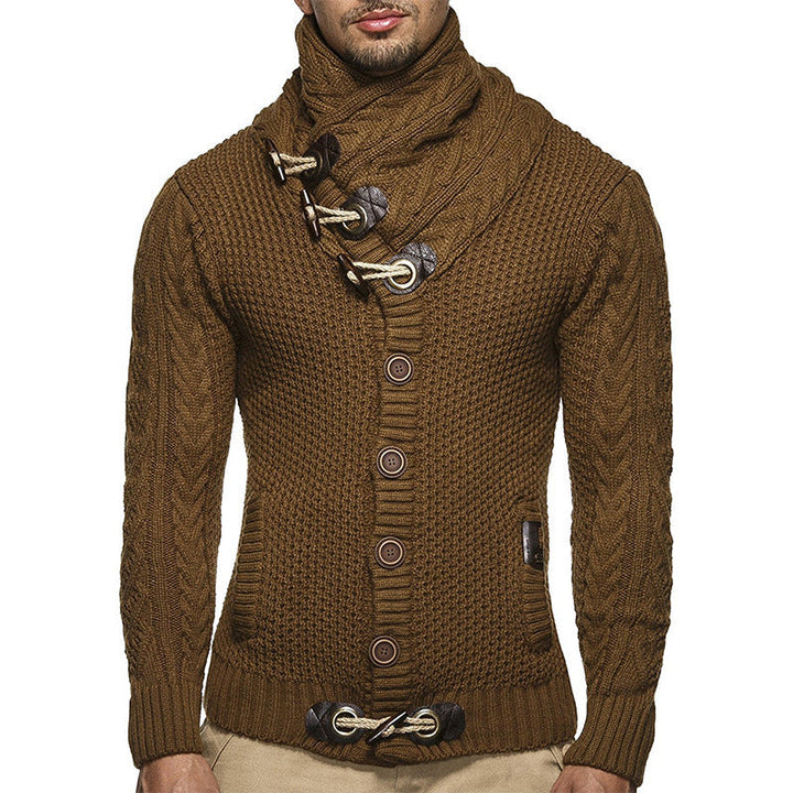 Men's Cardigan with Asymmetric Collar Mune