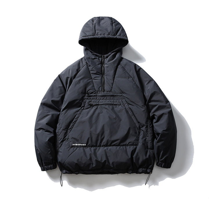Unisex Padded Hoodie-Anorak with Half Zip, Kangaroo Pocket and Drawstring Mune Fashion