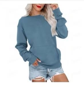 Women's Loose Sweatshirt with Round Neckline and Kangaroo Pocket Mune Fashion