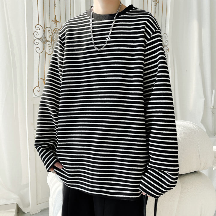 Unisex Casual Striped Long Sleeve T-Shirt Mune Fashion