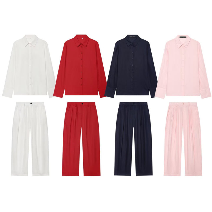 Ladies Oversized Silk Effect Blouse with Kent Collar and Cuffs Mune Fashion
