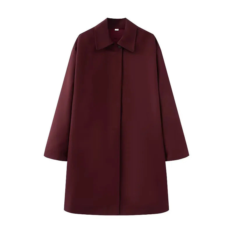 Women's nano minimalist A-line coat with concealed button placket Mune Fashion