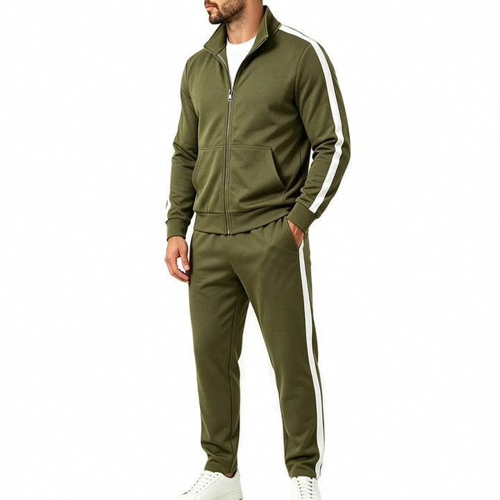 Men's Sport Tracksuit Set with Contrast Stripes, Zip Jacket and Jogging Pants Mune Fashion