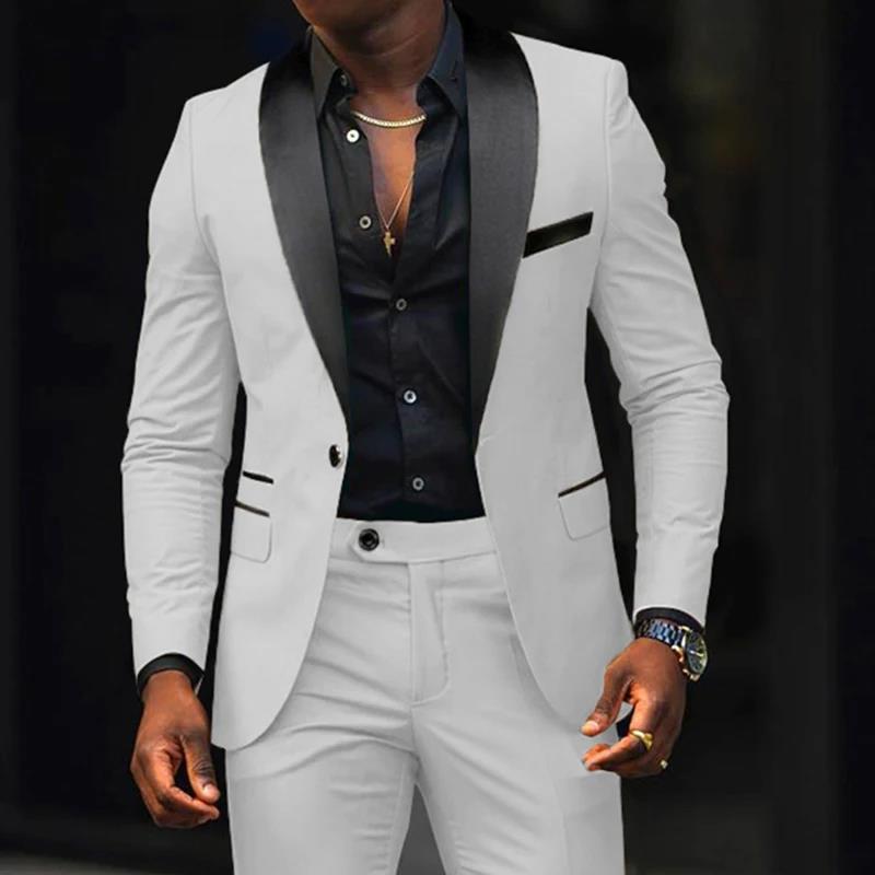 Men's narrow cut tuxedo with satin lapels and slim-fit trousers Mune Fashion