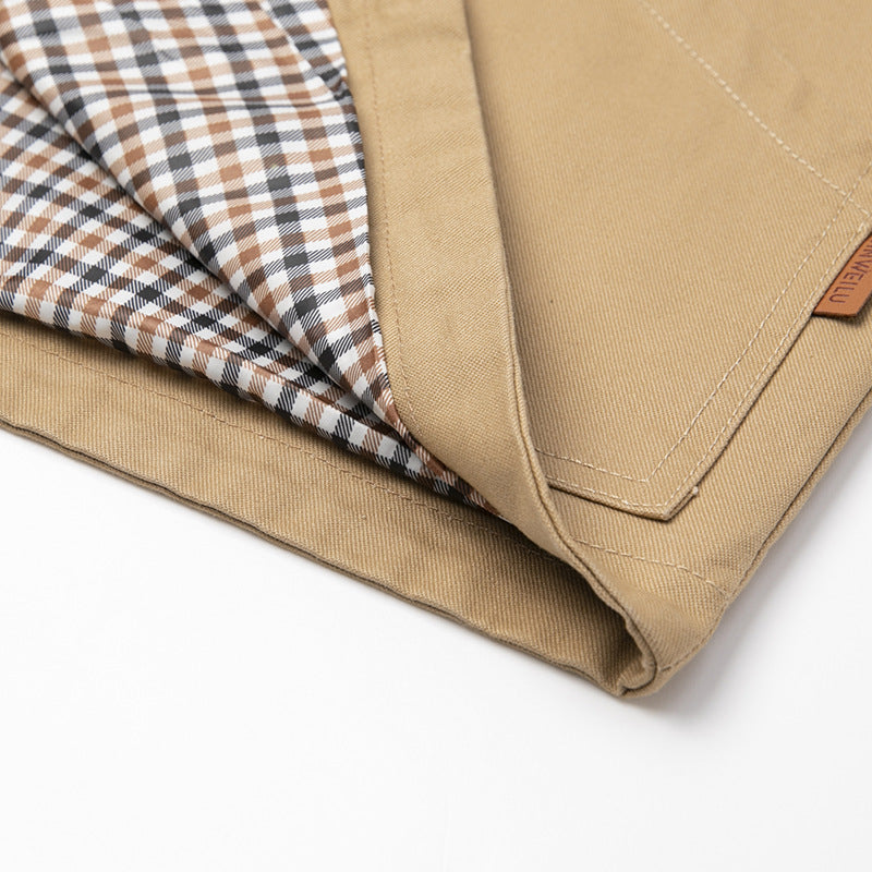 Men's Lightweight Cotton Canvas Vest with Checkered Lining, V-Neck and Large Front Pockets Mune Fashion