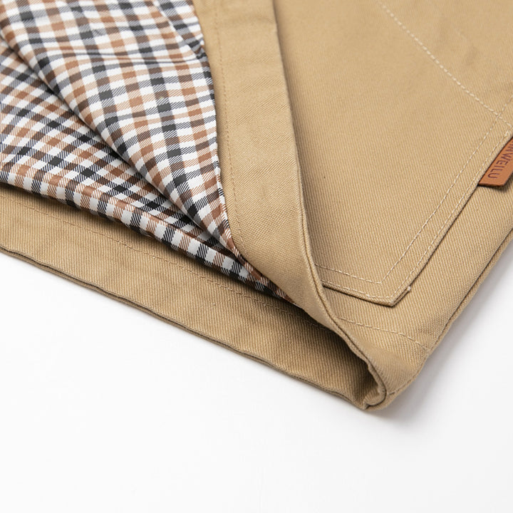 Men's Lightweight Cotton Canvas Vest with Checkered Lining, V-Neck and Large Front Pockets Mune Fashion